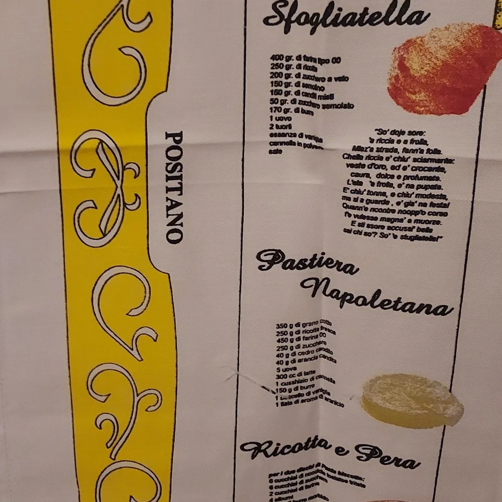 Italian Dish Towel Tea Towel Yellow White Recipe Theme